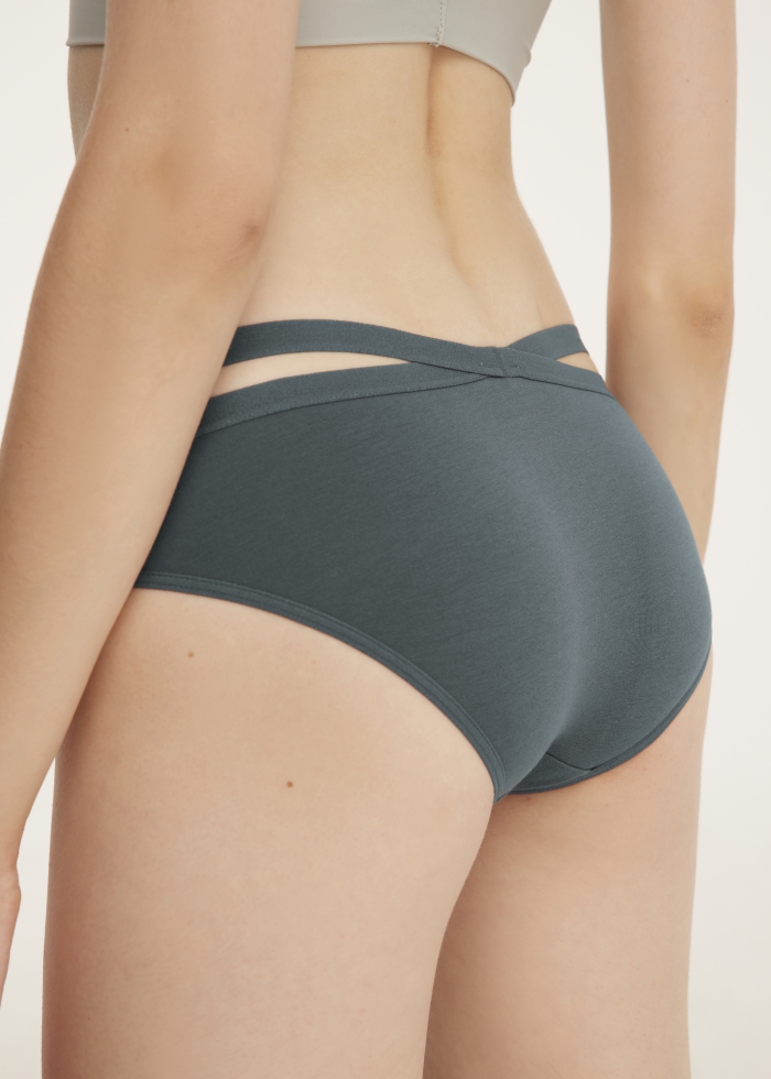 Love diary．Low Rise Cotton Crossed Back Brief Panty(Silver Blue)