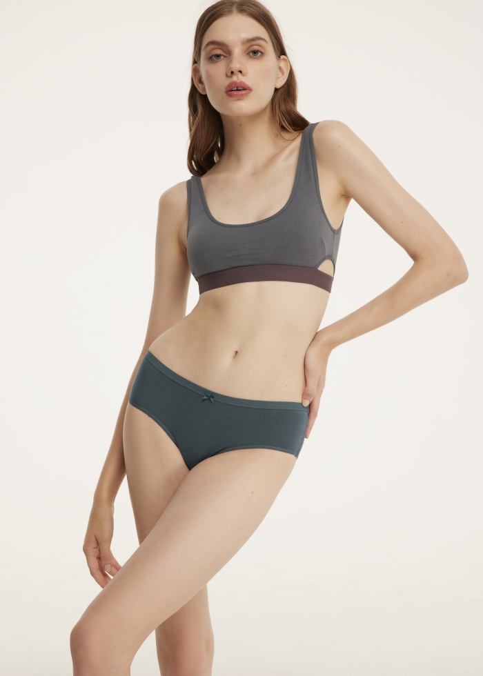 Love diary．Mid Rise Cotton Crossed Back Brief Panty(Balsam Green)