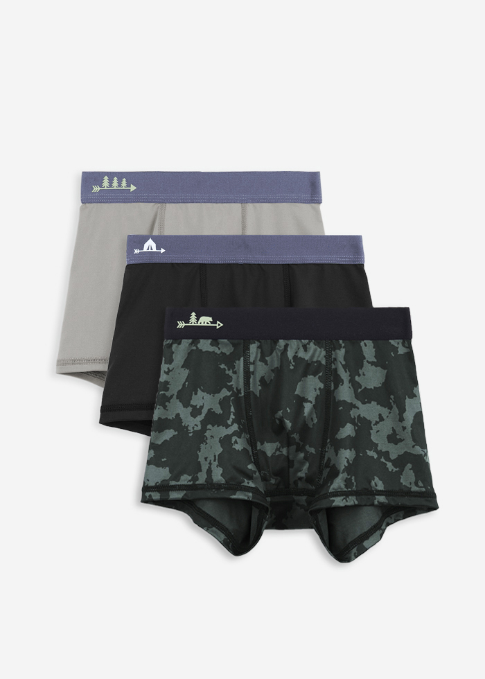 (3-Pack) Moisture-Wicking Collection．Boys Trunk Underwear(Pattern)