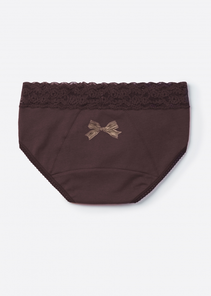 River Seine．Mid Rise Cotton Lace Waist period Brief Panty(Port Royale)