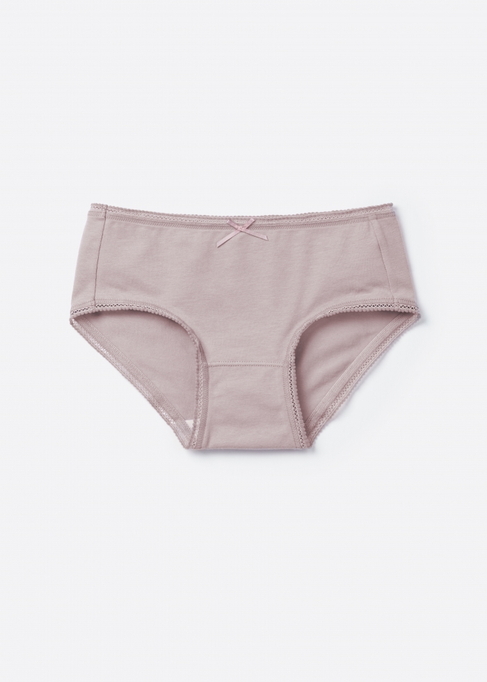 (3-Pack) Hygiene Series．Girls Brief Panty(Gray/ Rose Dawn / Burnished Lilac)