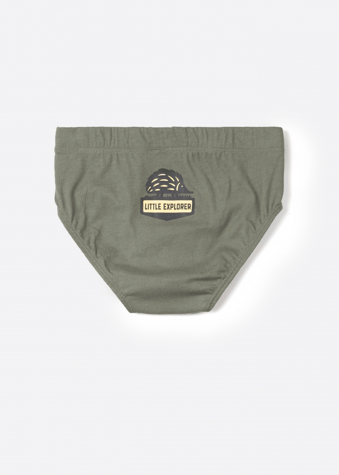 (3-Pack)Forest Adventure．Boys Brief Underwear(Owl/Bear/Hedgehog)