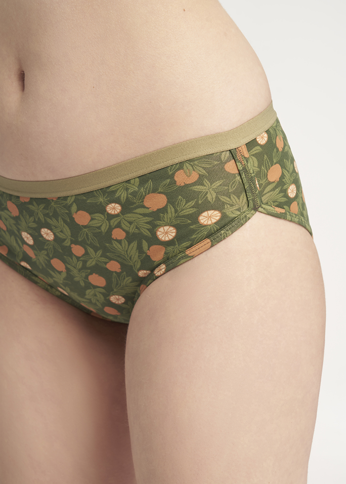 Autumn Journey．Mid Rise Cotton Hipster Panty(Orange Tree Pattern)