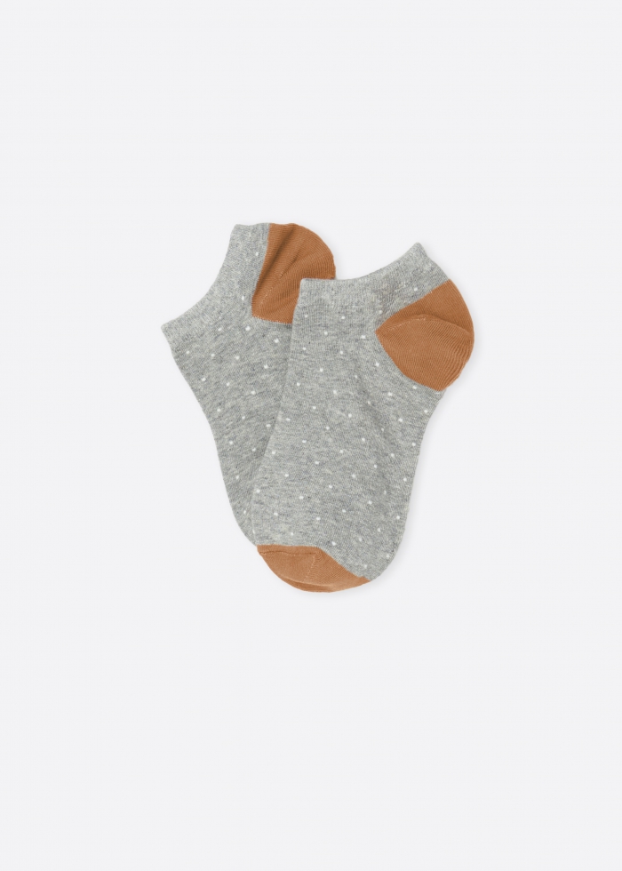 Mood Diary．Women Low Cut Ankle Socks（Grey dots）
