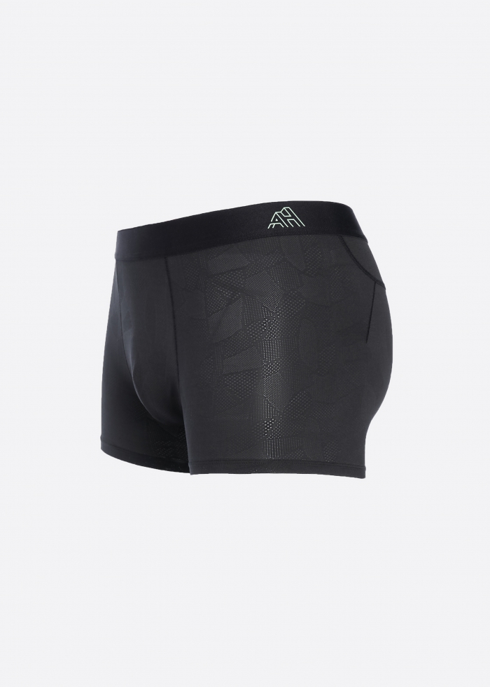 Moisture-Wicking Collection．Men Jacquard Trunk Underwear（Black）