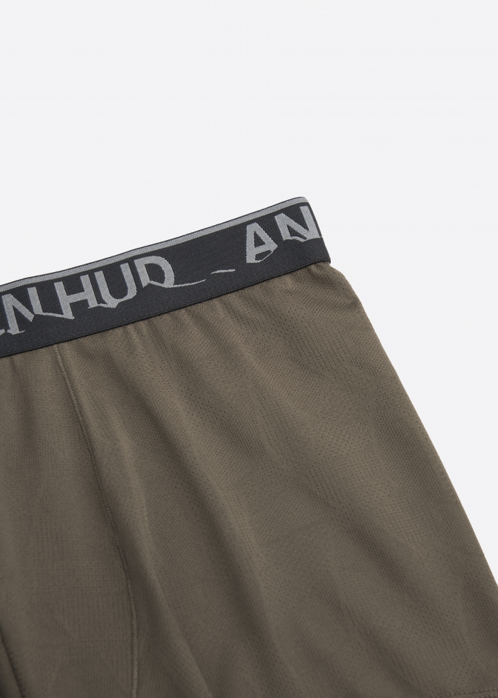 Moisture-Wicking Collection．Men Jacquard Trunk Underwear(Blue Mountain Logo Waistband)