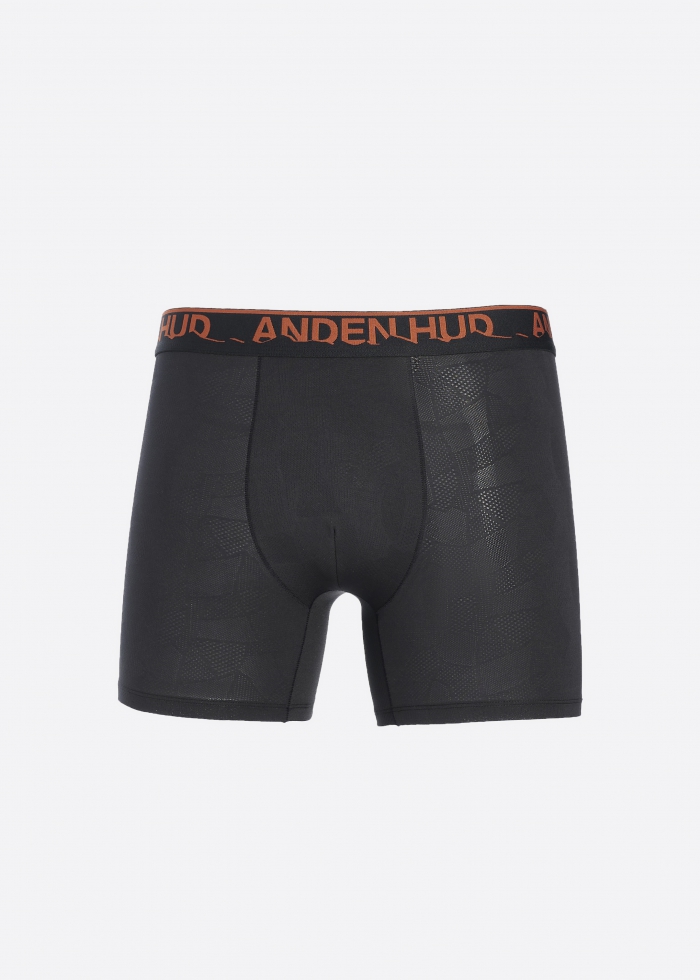 Moisture-Wicking Collection．Men Jacquard Boxer Brief Underwear（Orange Mountain Logo Waistband）