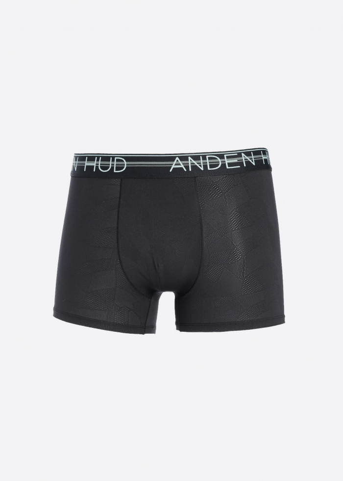 Moisture-Wicking Collection．Men Jacquard Trunk Underwear（Black）