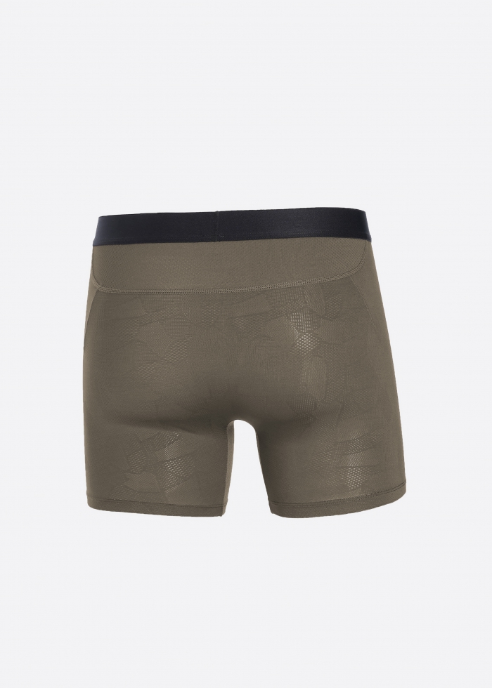 Moisture-Wicking Collection．Men Jacquard Boxer Brief Underwear(Major Brown)