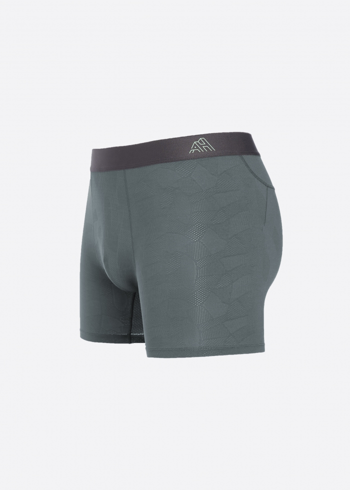 Moisture-Wicking Collection．Men Jacquard Boxer Brief Underwear(Green)