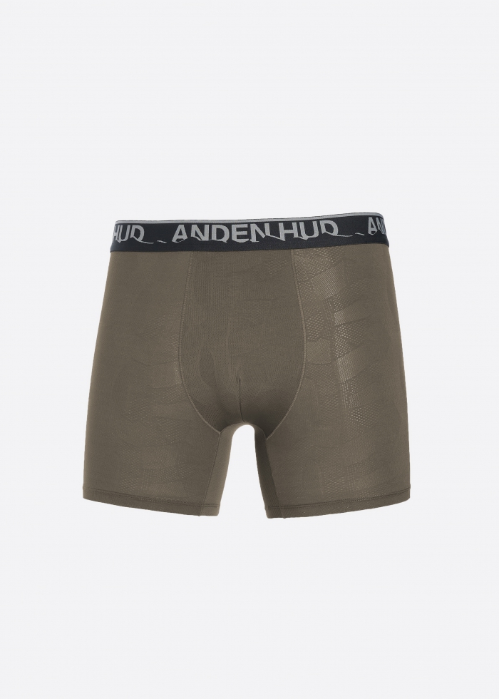 Moisture-Wicking Collection．Men Jacquard Boxer Brief Underwear(Major Brown)