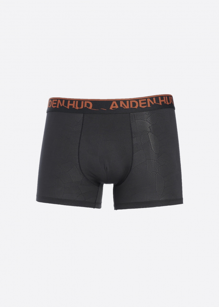 Moisture-Wicking Collection．Men Jacquard Trunk Underwear（Orange Mountain Logo Waistband）