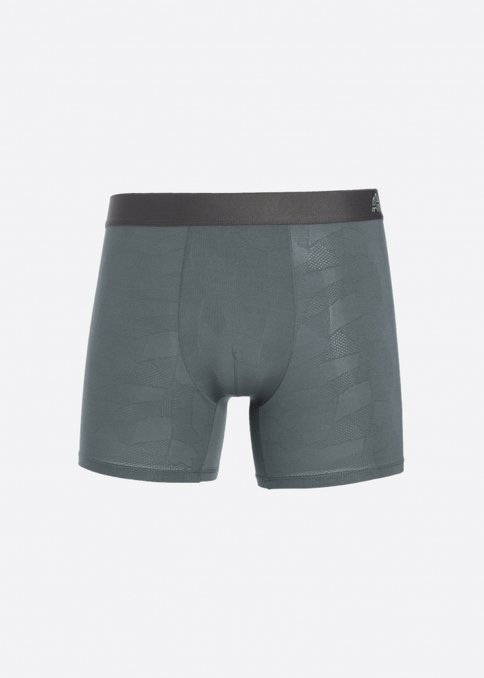 Moisture-Wicking Collection．Men Jacquard Boxer Brief Underwear(Green)