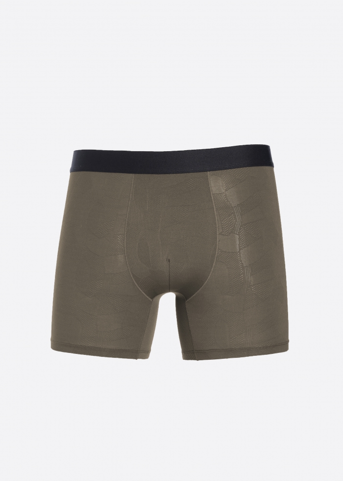 Moisture-Wicking Collection．Men Jacquard Boxer Brief Underwear（Major Brown）