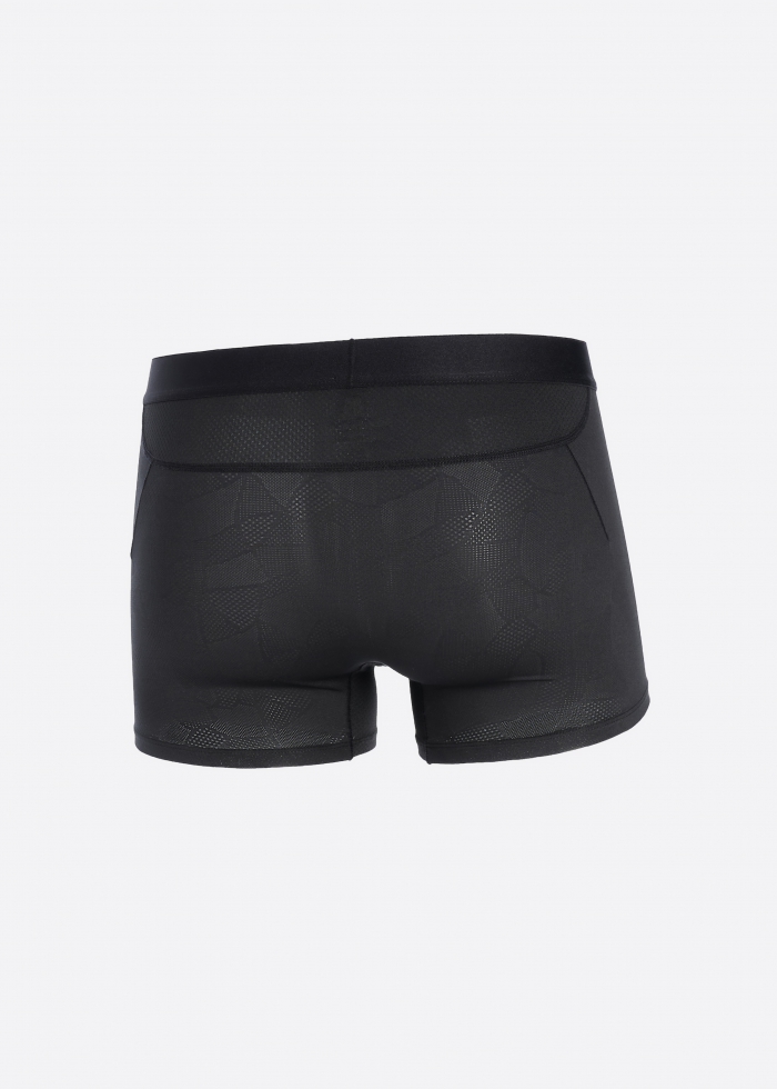 Moisture-Wicking Collection．Men Jacquard Trunk Underwear(Black)