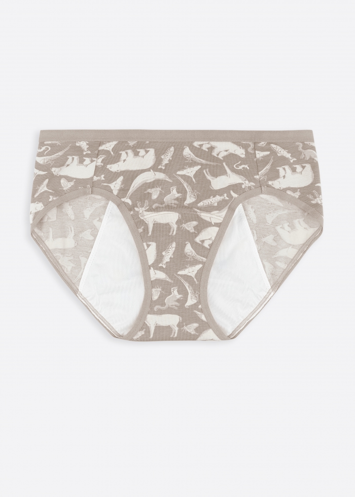 Love Taiwan．Mid Rise Cotton Period Brief Panty（Native Animals Pattern）
