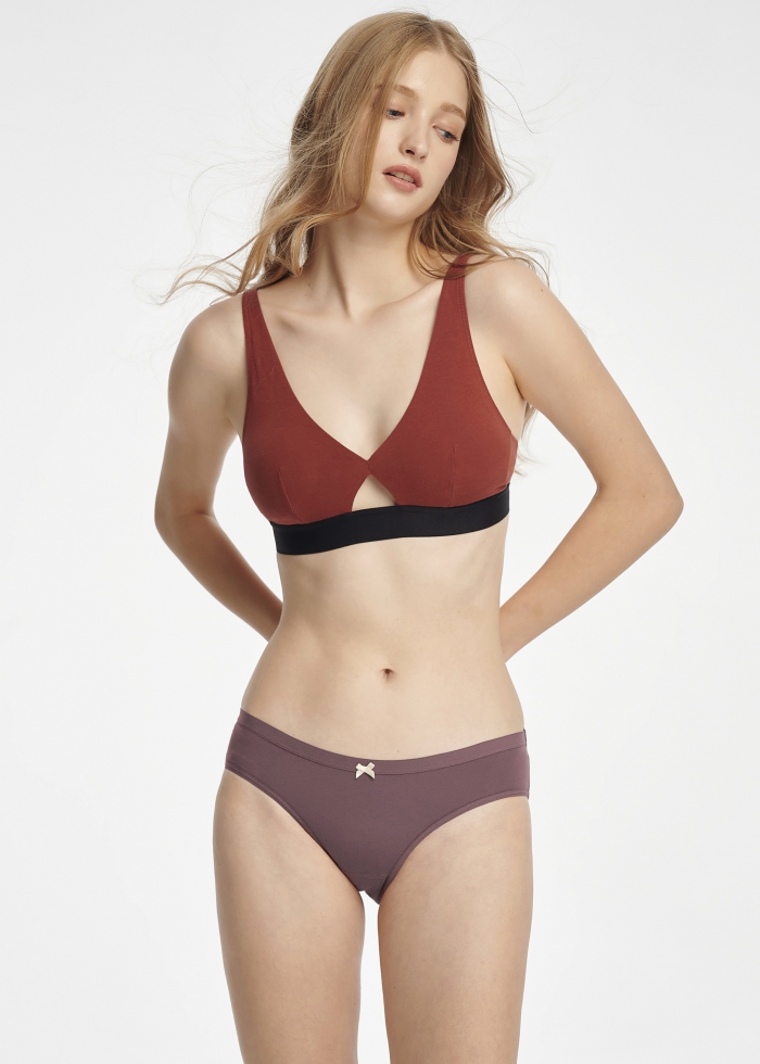 Taiwan Select．Low Rise Cotton Crossed Back Brief Panty(Rose Taupe)