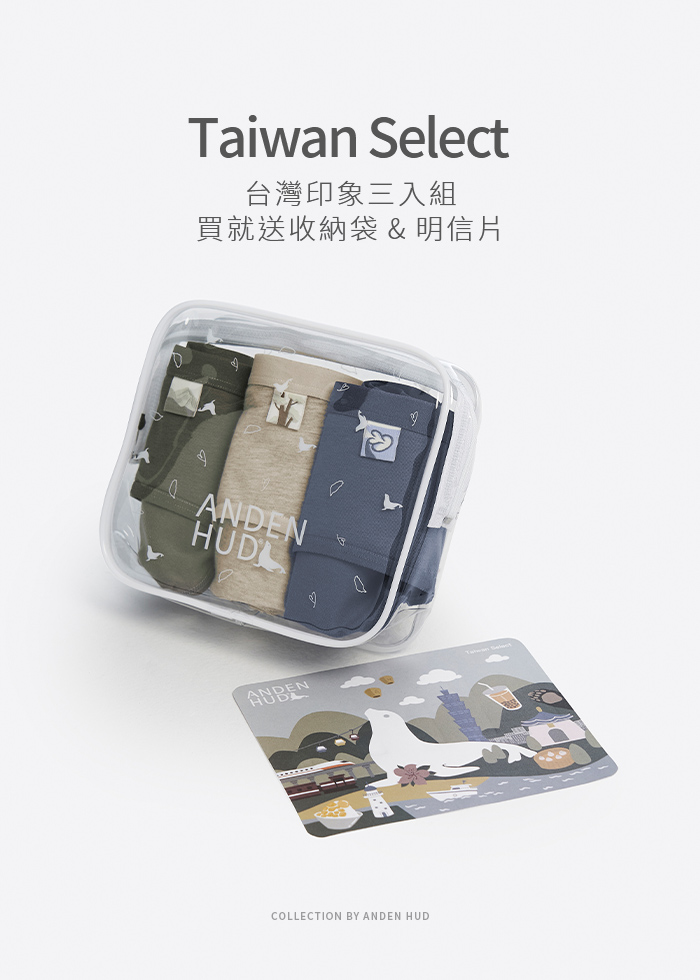 (3-Pack) Taiwan Attractions．Mid Rise Cotton Brief Panty（Vetiver-Mountain/Peyote-Wood/Folkstone Gray-Ocean）