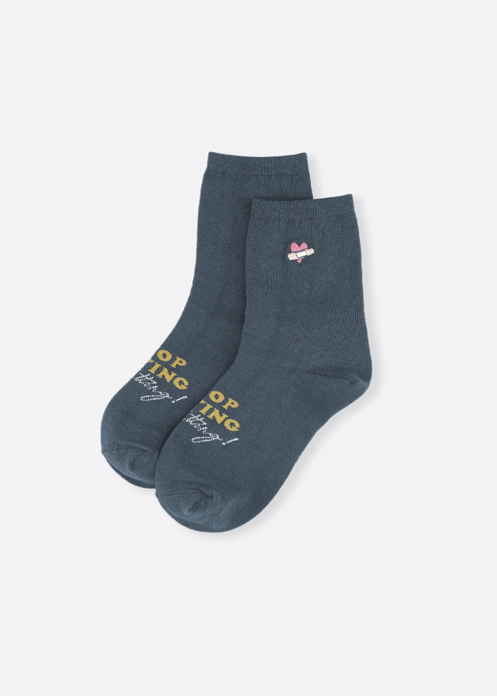 Love afer love ．Women Crew Socks（Heart Embroidery）