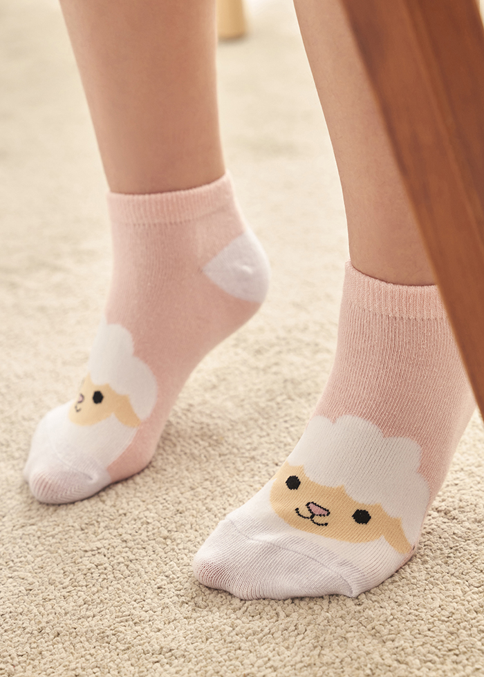 (3-Pack) Animal Park．Girls Ankle Socks(Sheep/Rabbit/Chicken)