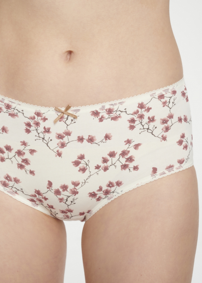 New Chapter．High Rise Cotton Picot Elastic Brief Panty(Drizzle)