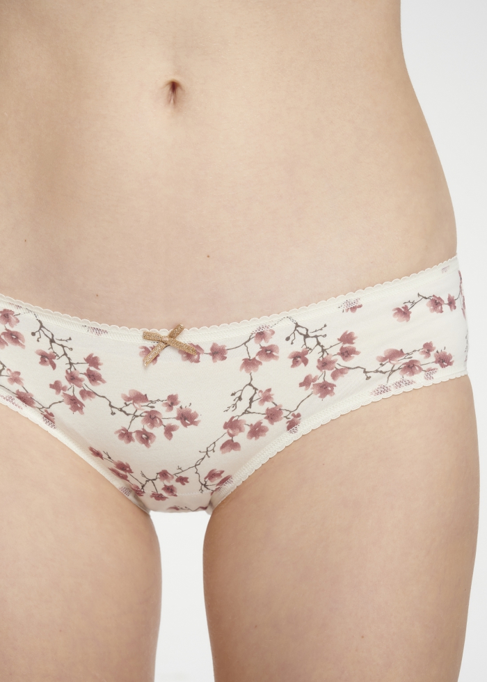 New Chapter．Low Rise Cotton Picot Elastic Brief Panty(Drizzle)