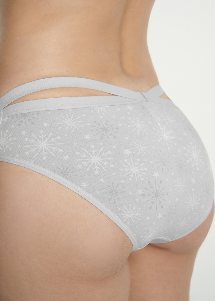 New Chapter．Low Rise Cotton Crossed Back Brief Panty(Blooming Flowers Pattern)