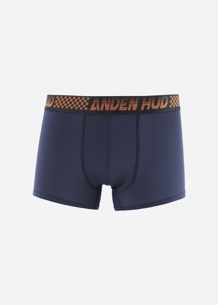 Moisture-Wicking Collection．Men Trunk Underwear（AH Waistband - Orange Grid）