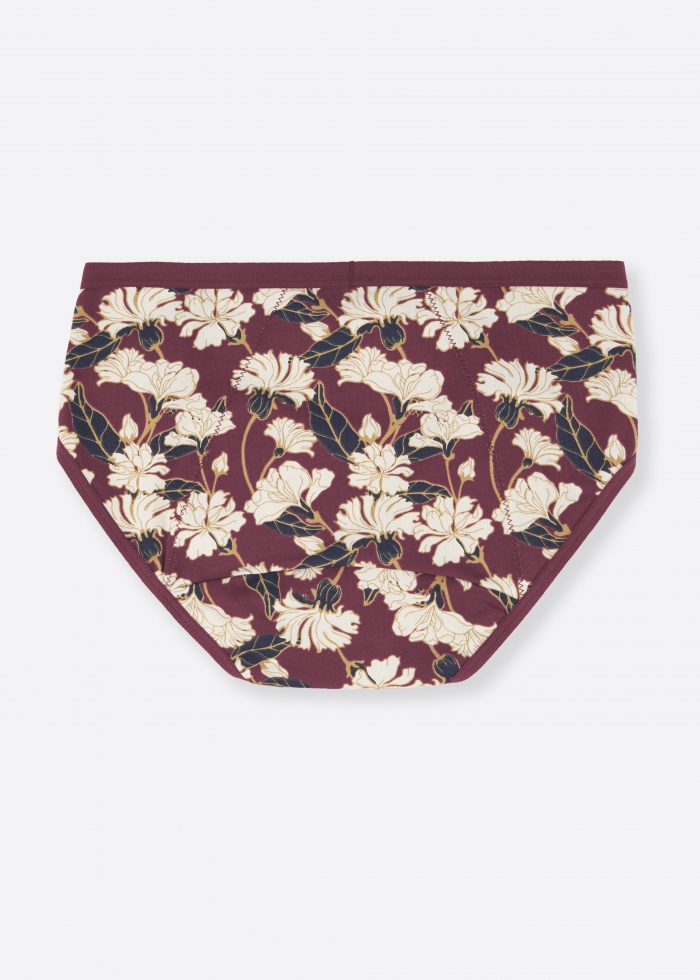 Warm Winter Sun．Mid Rise Cotton Period Brief Panty(Blooming Flowers Pattern)