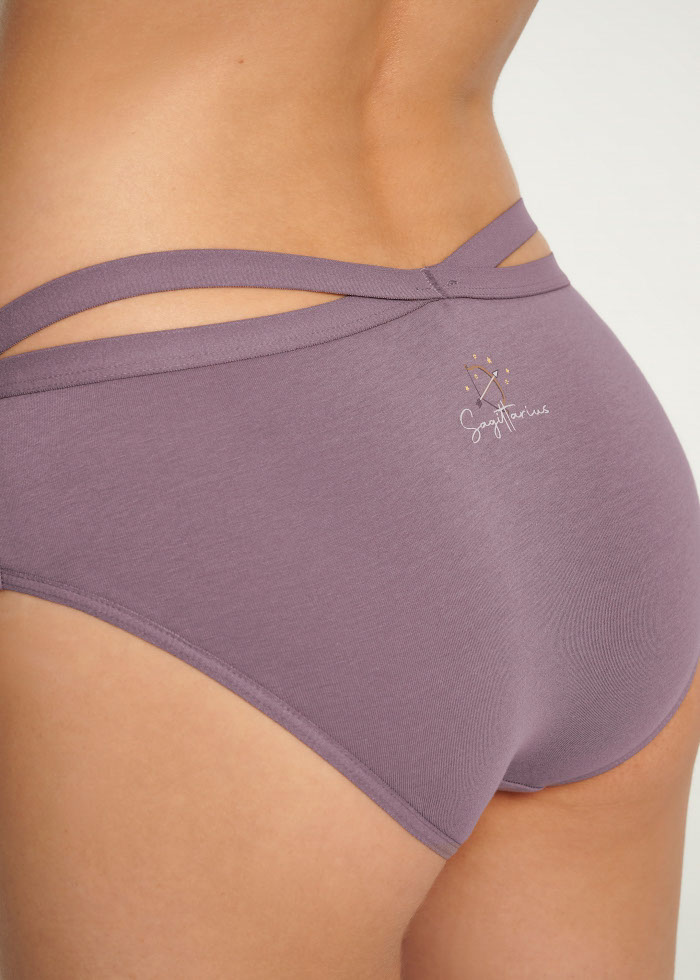 Solar System．Mid Rise Cotton Crossed Back Brief Panty（Grape Shake）