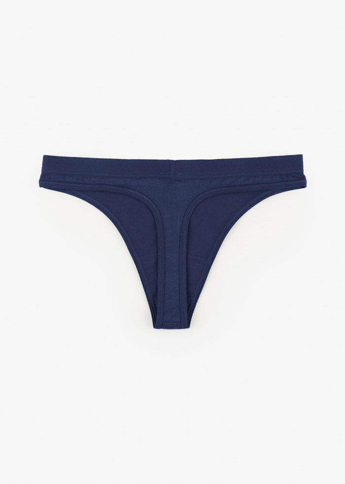 Classic．Waistband Cotton Thong Panty(Beet Red)