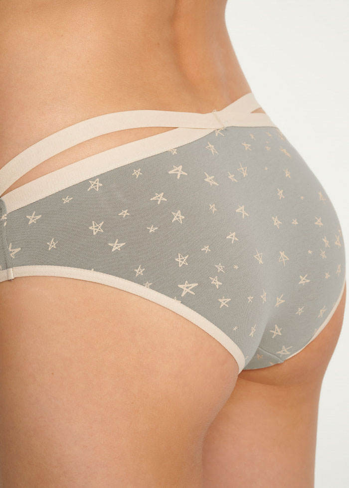 Stars Diary．Low Rise Cotton Crossed Back Brief Panty(Graffiti Star Pattern)