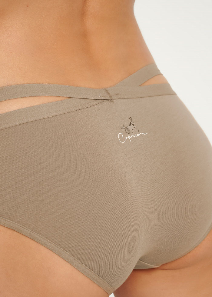 Solar System．Mid Rise Cotton Crossed Back Brief Panty（Light Taupe）