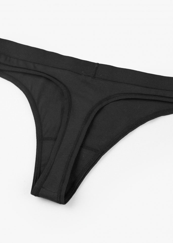 Classic．Waistband Cotton Thong Panty(Beet Red)