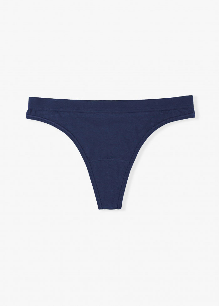Classic．Waistband Cotton Thong Panty（Navy Blue）