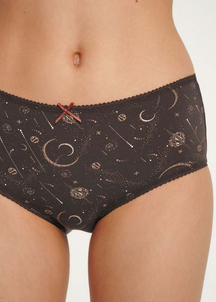 Stars Diary．High Rise Cotton Picot Elastic Brief Panty(Light Taupe)