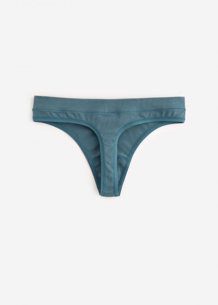 Azure Sea．Low Rise Cotton Thong Panty(Folkstone Gray)