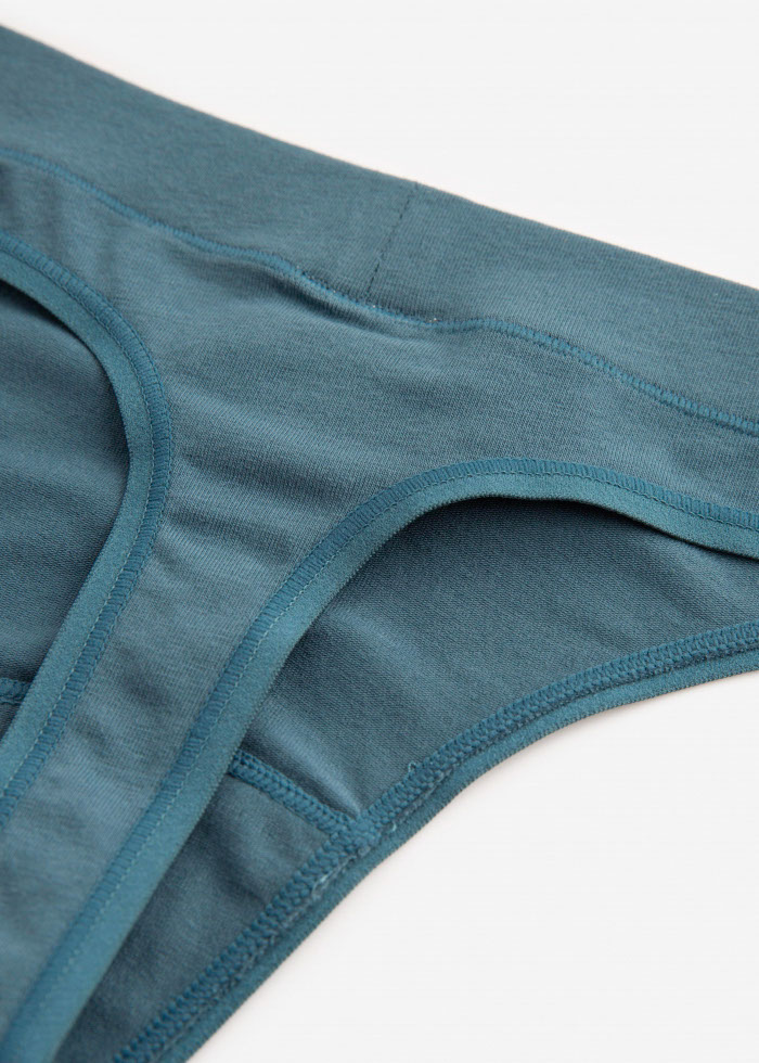 蔚藍之海．棉質反摺低腰丁字褲(藍綠)