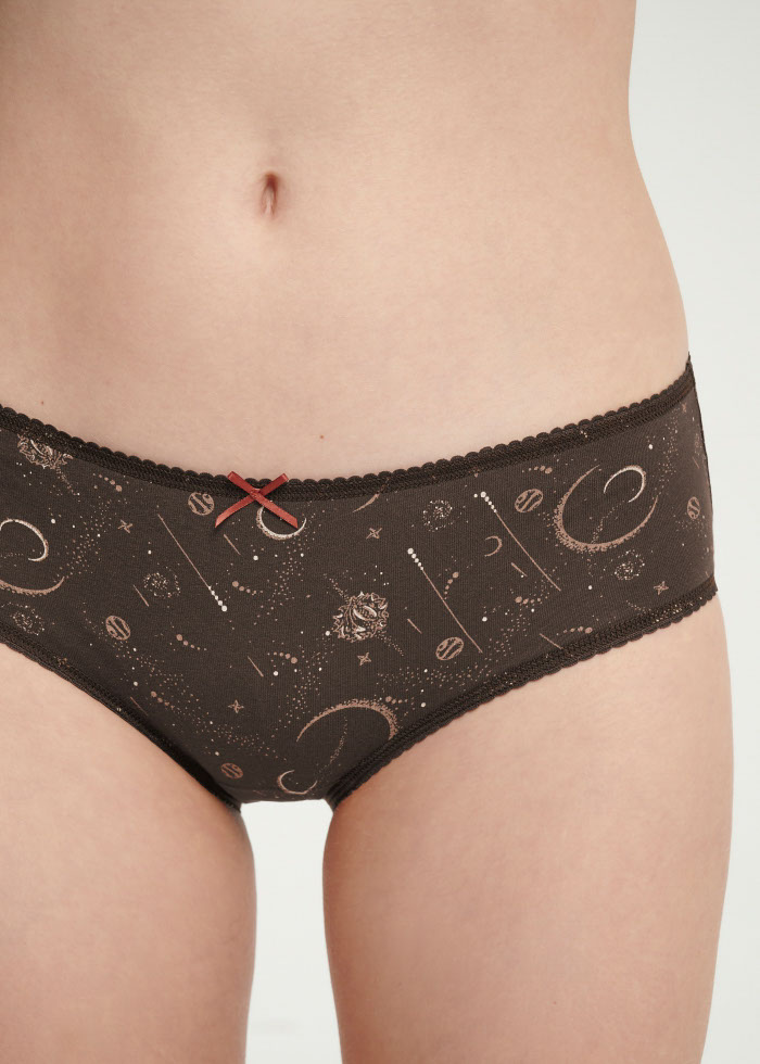 Stars Diary．Mid Rise Cotton Picot Elastic Brief Panty(Light Taupe)
