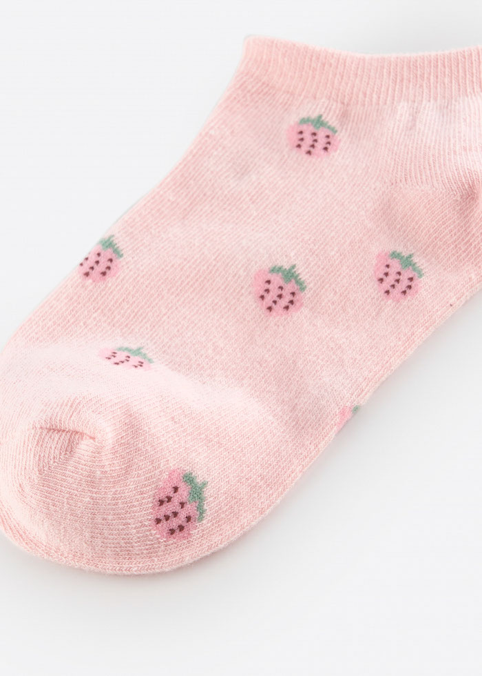 女童三入組_田園草莓．花瓣踝襪(草莓/格紋/小花)
