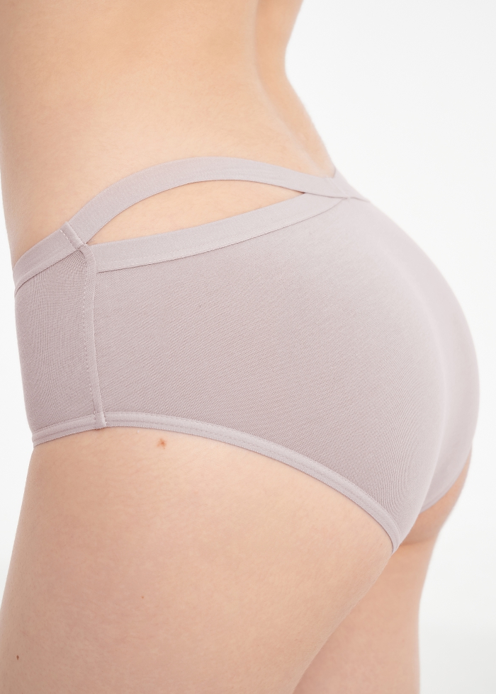 Hygiene Series．Mid Rise Cotton Crossed Back Brief Panty(Violet Ice)