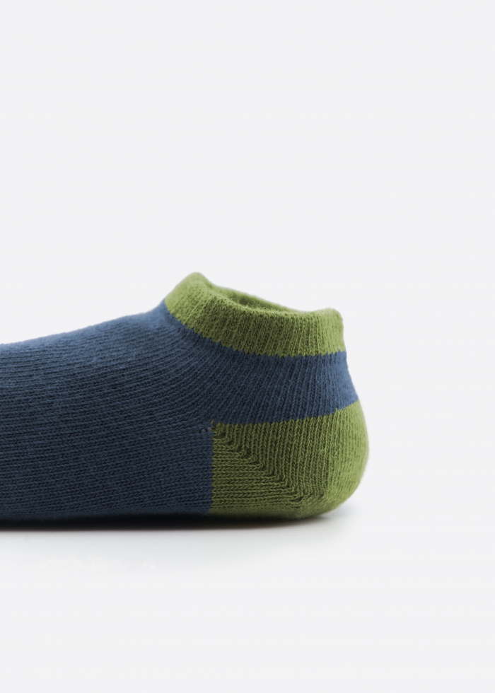(3-Pack) Color Block．Boys Ankle Socks(Grey-Yellow/Blue-Green/Black-Brown)