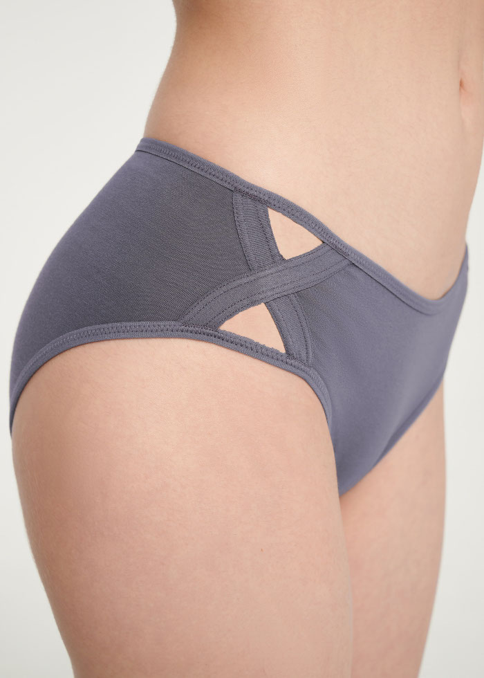 Romantic．Mid Rise Cotton Side Cross Brief Panty(Withered Rose)