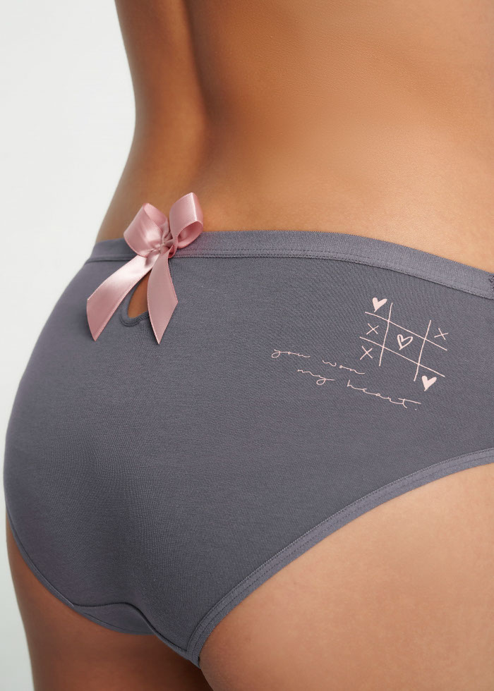 Heartbeat Moment．Mid Rise Sexy Cotton Bowknot Brief Panty(Excalibur)