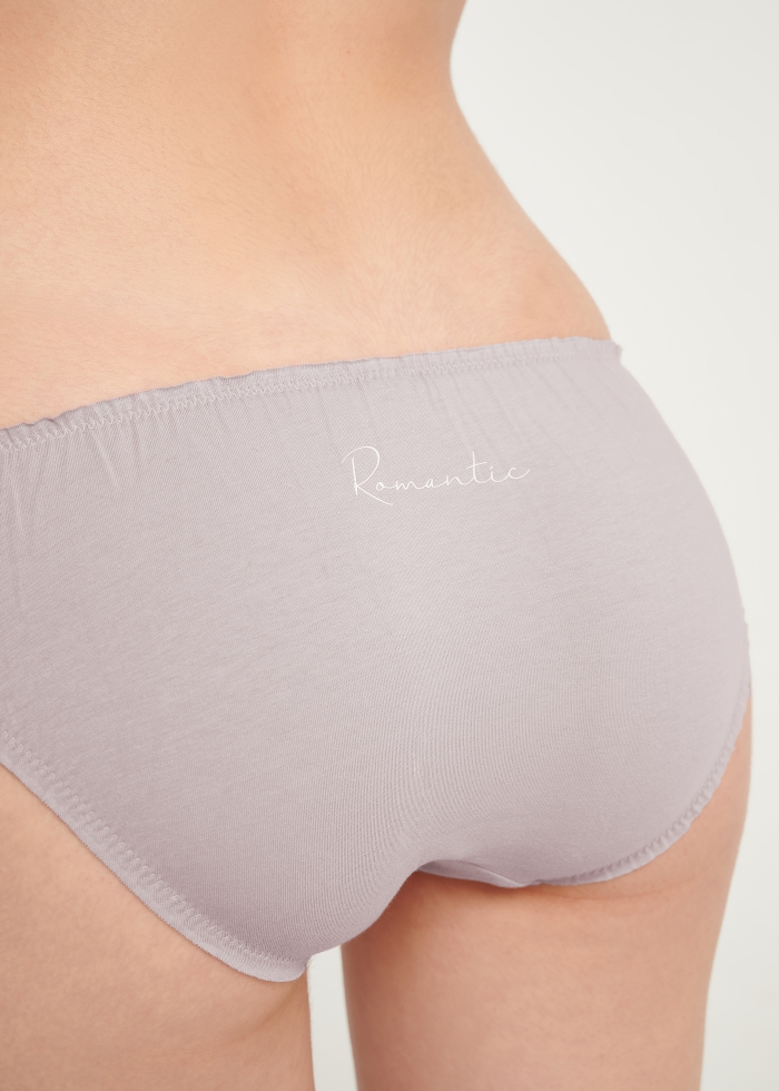 Romantic．Low Rise Cotton Ruffled Brief Panty（Violet Ice）