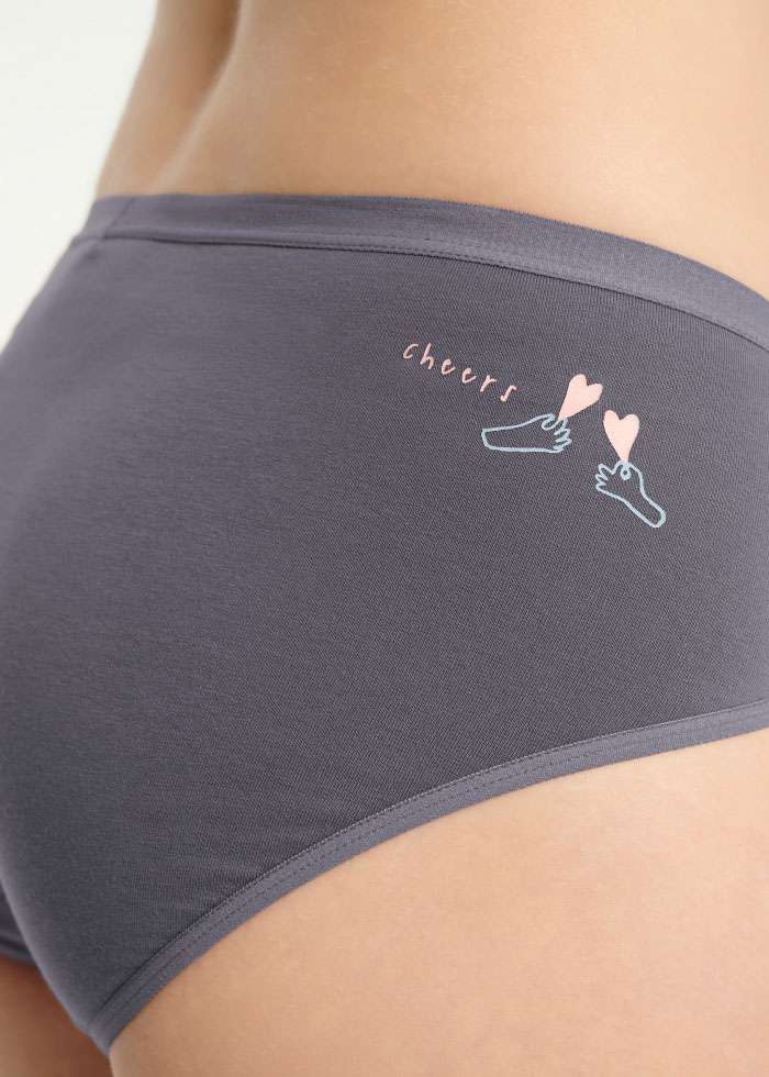 Romantic．Mid Rise Cotton Brief Panty(Roses Pattern)