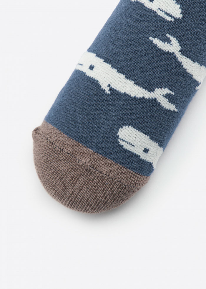 男童二入組_海洋傳說．緹花中筒襪(鯨魚/條紋)