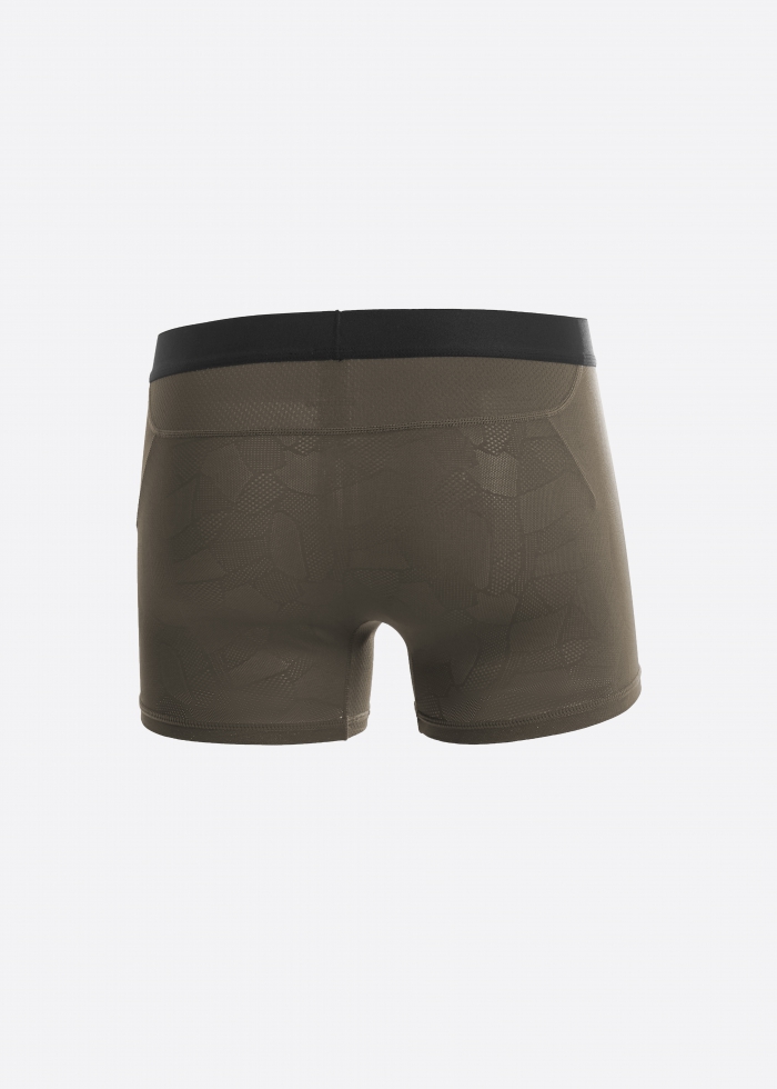 Moisture-Wicking Collection．Men Jacquard Trunk Underwear(Major Brown)