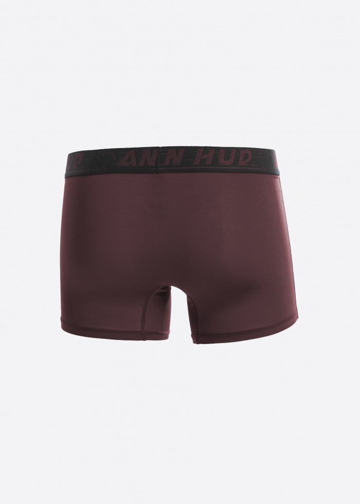 Moisture-Wicking Collection．Men Trunk Underwear(AH Waistband - Burgundy)