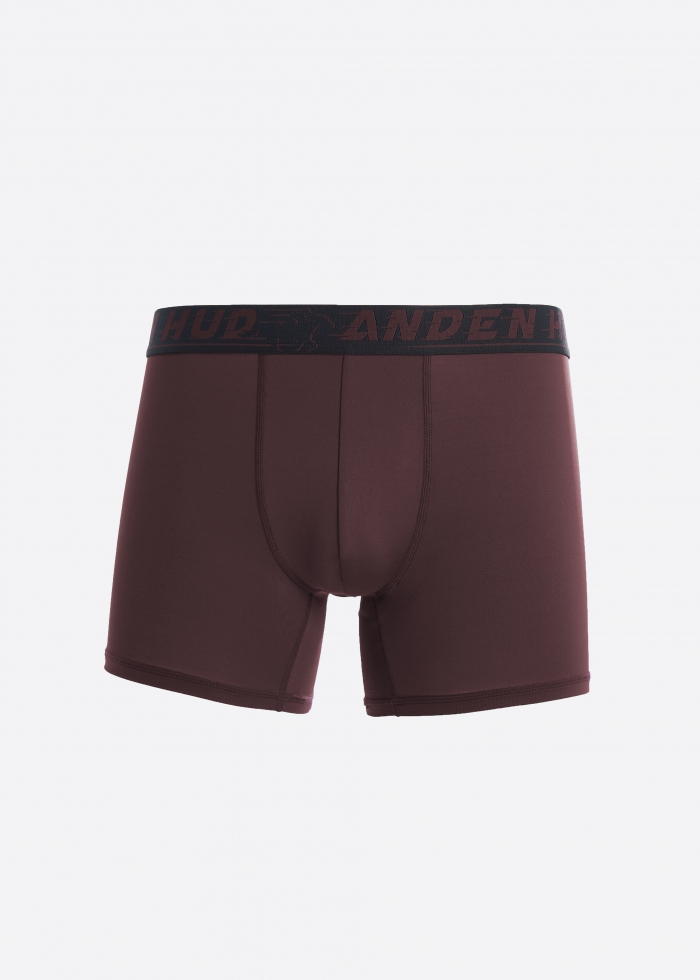 Moisture-Wicking Collection．Men Boxer Brief Underwear（AH Waistband - Burgundy）